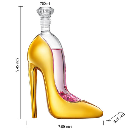 Gold Heel Stiletto High Heels Shape Decanter Whiskey and Wine Decanter with Stopper - High Heel Decanter for Wine Liquor Bourbon Tequila, Elegant Decanter Gifts for Women - Copyright Design - Loft&Timber