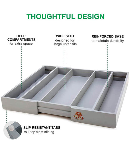 Utensil Holder Drawer Organizer Gray - Loft&Timber