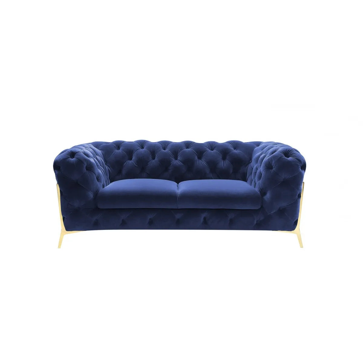HMS 74" Blue and Gold Velvet Loveseat - Loft&Timber