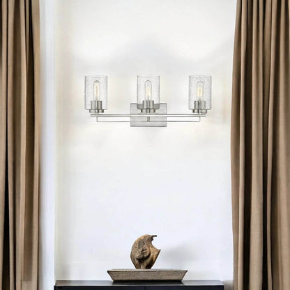 HMS Three Light Wall Sconce with Silver Metal and Textured Glass Premium Wall Lamps - Loft&Timber