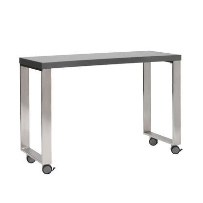 HMS 39" Gray and Silver Wood and Stainless Steel Rolling Sled Writing Desk - Loft&Timber