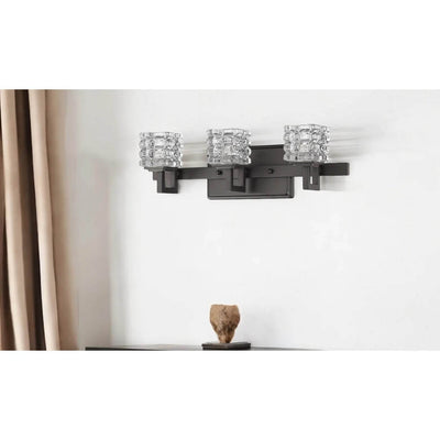 HMS Coralie 3-Light Modern Oil-Rubbed Bronze Sconce Warm White Pressed Crystal Shades Europe Decorative Wall Lamps for Recessed - Loft&Timber
