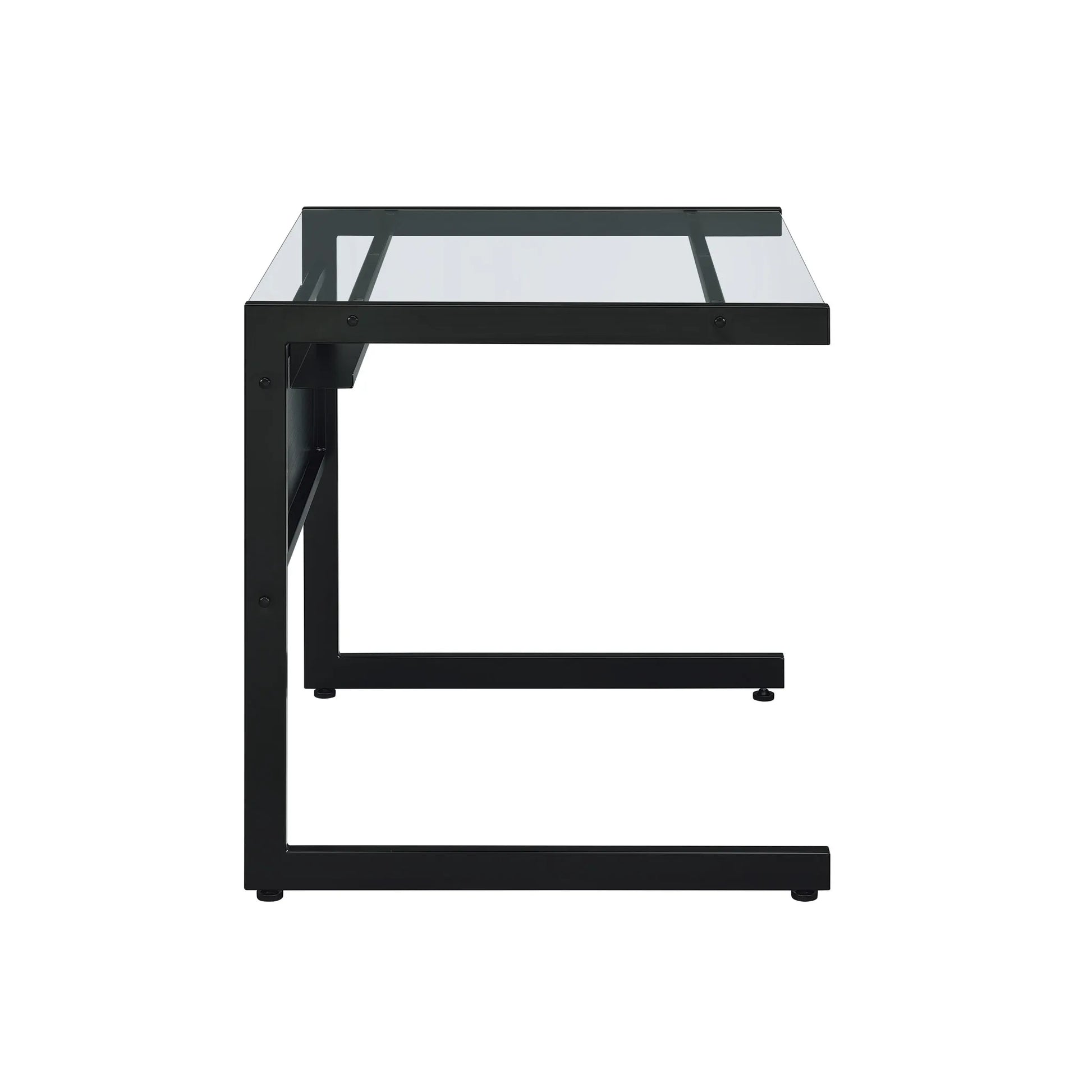 HMS 33" Clear and Black Glass Computer Desk with Stainless Steel Writing Surface - Loft&Timber
