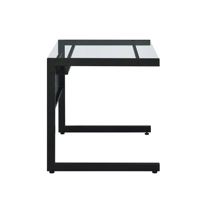 HMS 33" Clear and Black Glass Computer Desk with Stainless Steel Writing Surface - Loft&Timber