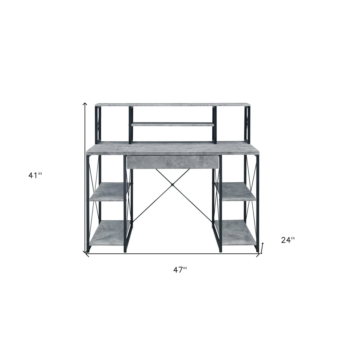 HMS 47" Gray and Black Simple Desk - Loft&Timber