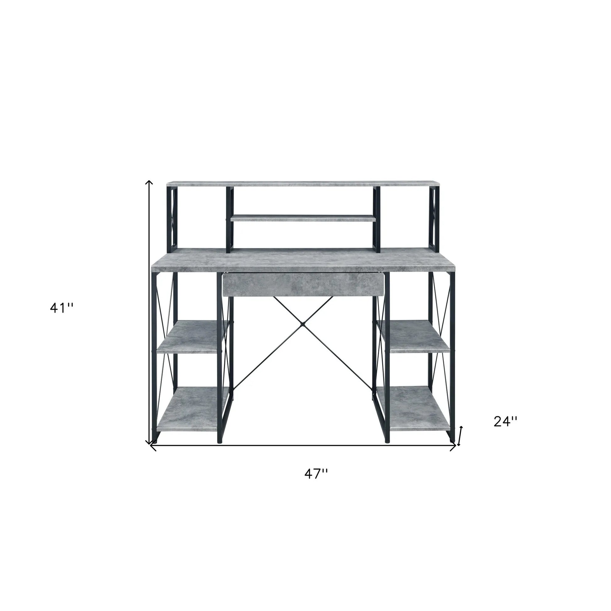 HMS 47" Gray and Black Simple Desk - Loft&Timber