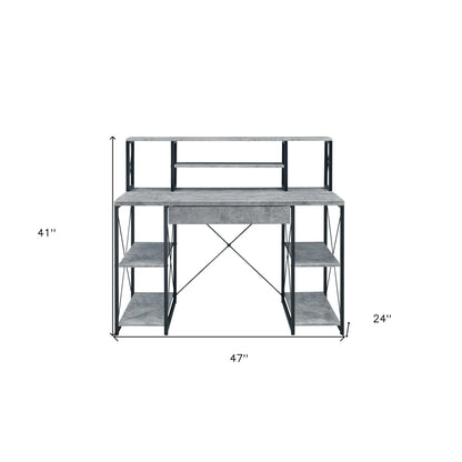 HMS 47" Gray and Black Simple Desk - Loft&Timber