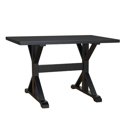 HMS 48" Modern Black Solid Wood Trestle Desk - Loft&Timber