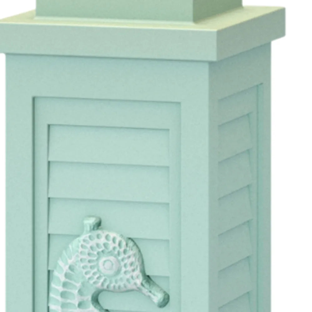 HMS Set of Two 32" Turquoise Seahorse Shutter USB Table Lamps with White Shade - Loft&Timber