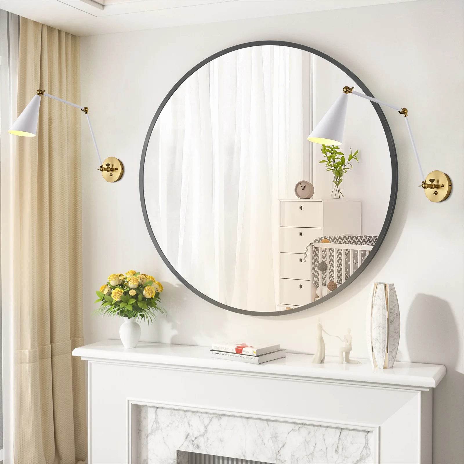 Retro Swing Arm Wall Sconces Adjustable Matte Black Wall Lamps - Loft&Timber