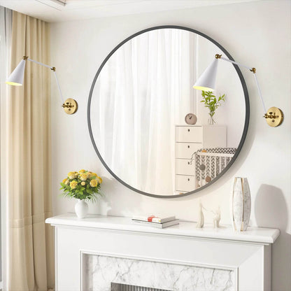 Retro Swing Arm Wall Sconces Adjustable Matte Black Wall Lamps - Loft&Timber