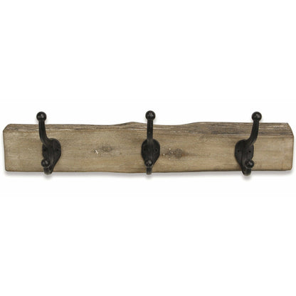 HMS 19" Rustic Brown Live Edge Wood Three Hook Wall Mount - Loft&Timber