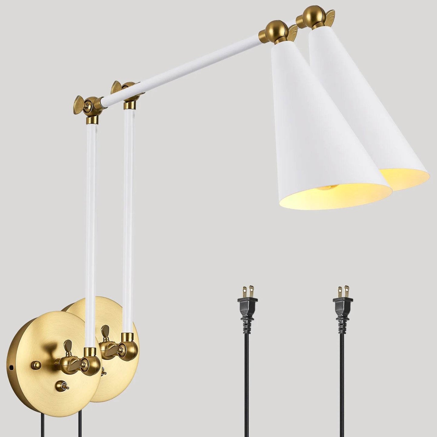 Retro Swing Arm Wall Sconces Adjustable Matte Black Wall Lamps - Loft&Timber