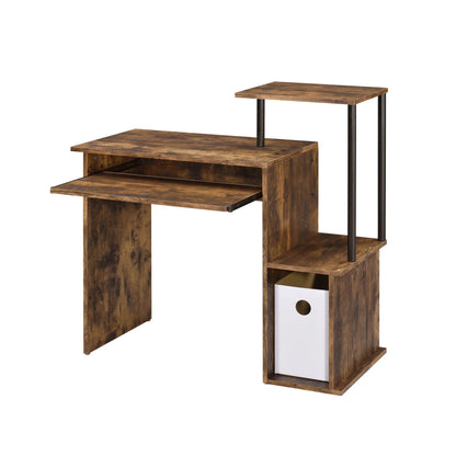 HMS 37" Modern Computer Desk in Oak and Black Wood - Loft&Timber