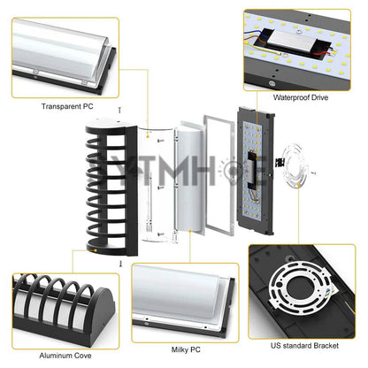 USA Stock Outdoor Wall Lights 18W 1800LM Aluminum IP65 - Loft&Timber