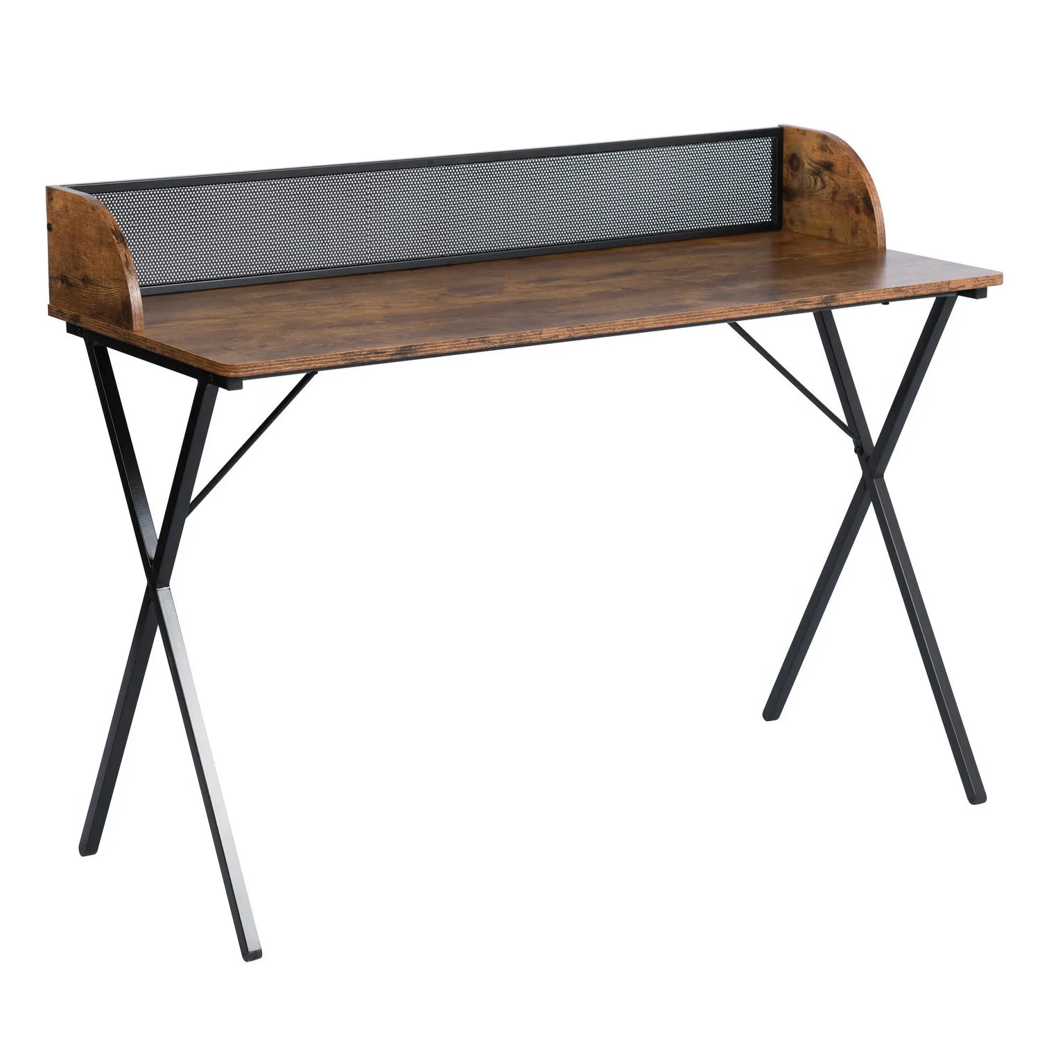 HMS 47" Brown and Black X-Shape Computer Desk - Loft&Timber