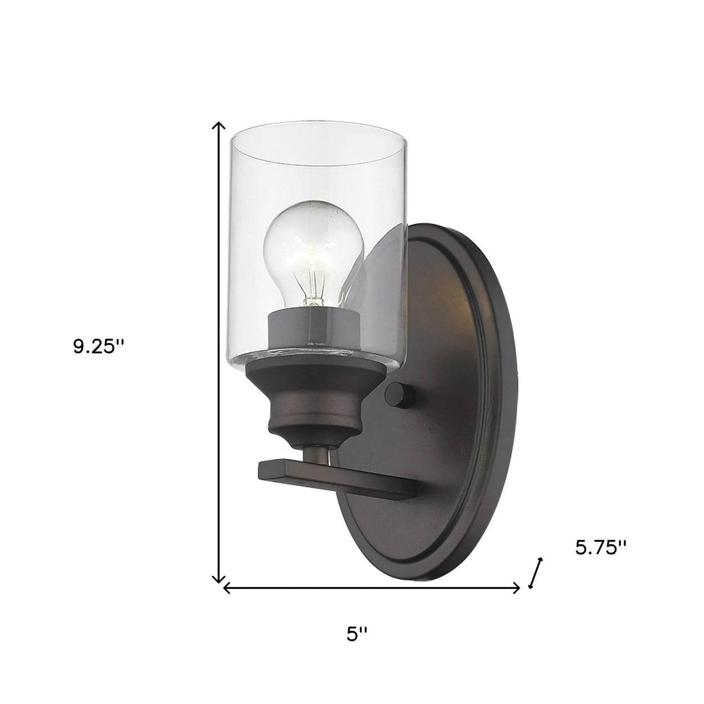 HMS Contemporary One Light Bronze LED Wall Sconce with Clear Glass Shade - Loft&Timber