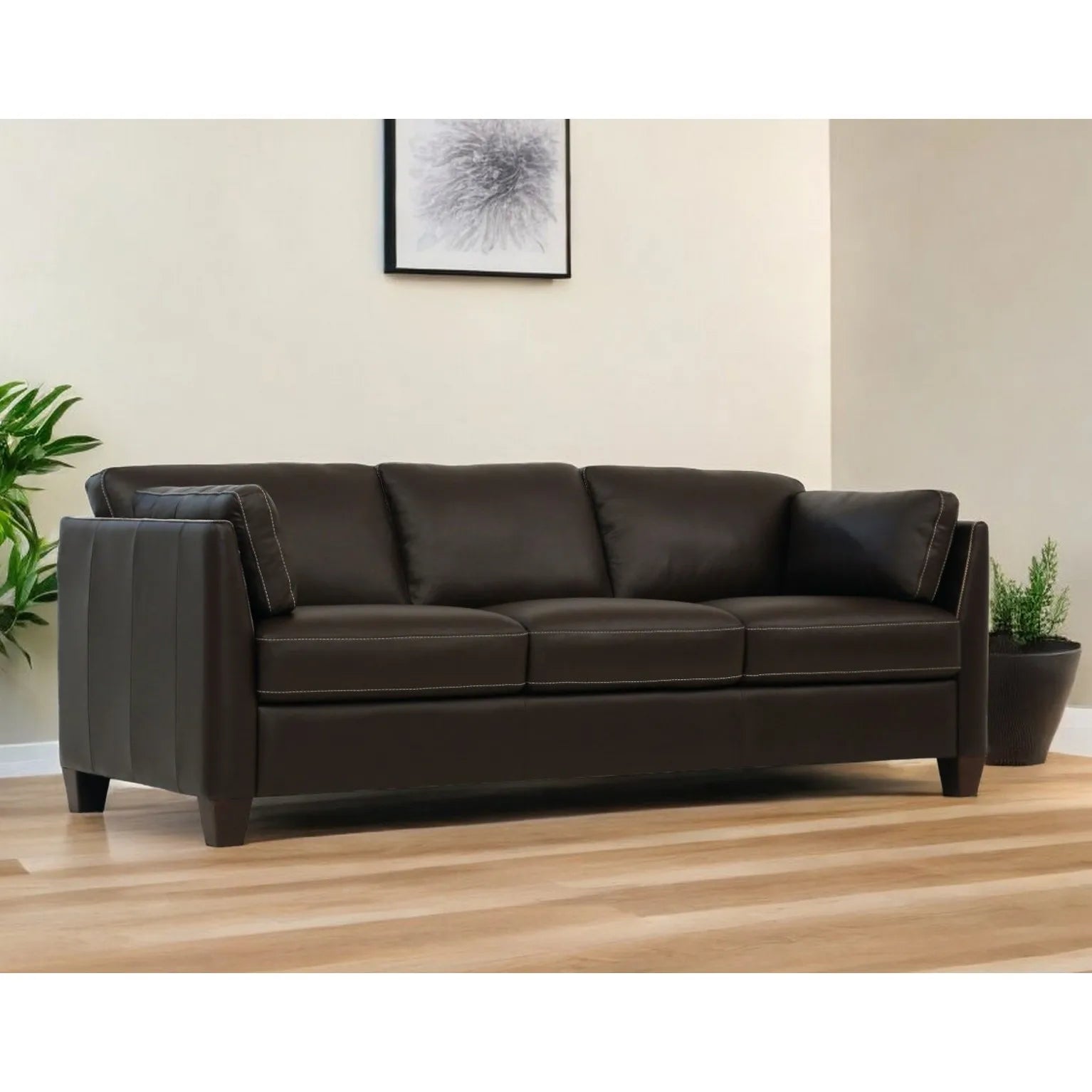 HMS 81" Dawn Chesterfield Loveseat Chocolate Genuine Leather - Loft&Timber