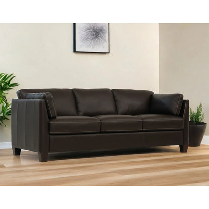 HMS 81" Dawn Chesterfield Loveseat Chocolate Genuine Leather - Loft&Timber