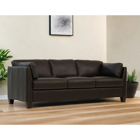 HMS 81" Dawn Chesterfield Loveseat Chocolate Genuine Leather - Loft&Timber