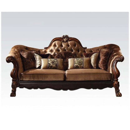 HMS 73" Steel Scrap Product Dark Brown and Brown Velvet Loveseat and Toss Pillows - Loft&Timber