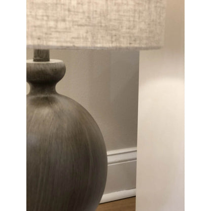 HMS Set Two 30" Brown Geometric Table Lamps Beige Drum Shade Classic-Style Minimalist Ambient Lights for Bedrooms Offices - Loft&Timber