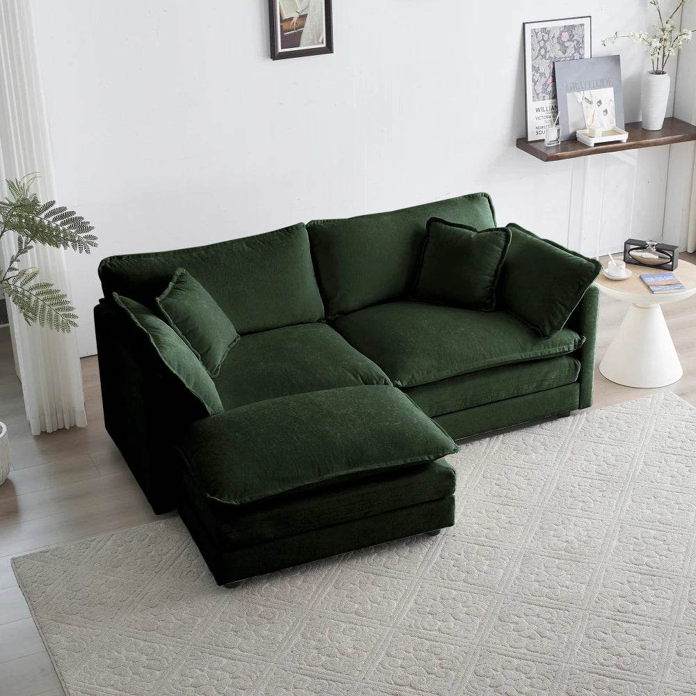 Chenille Loveseat with Ottoman - Loft&Timber