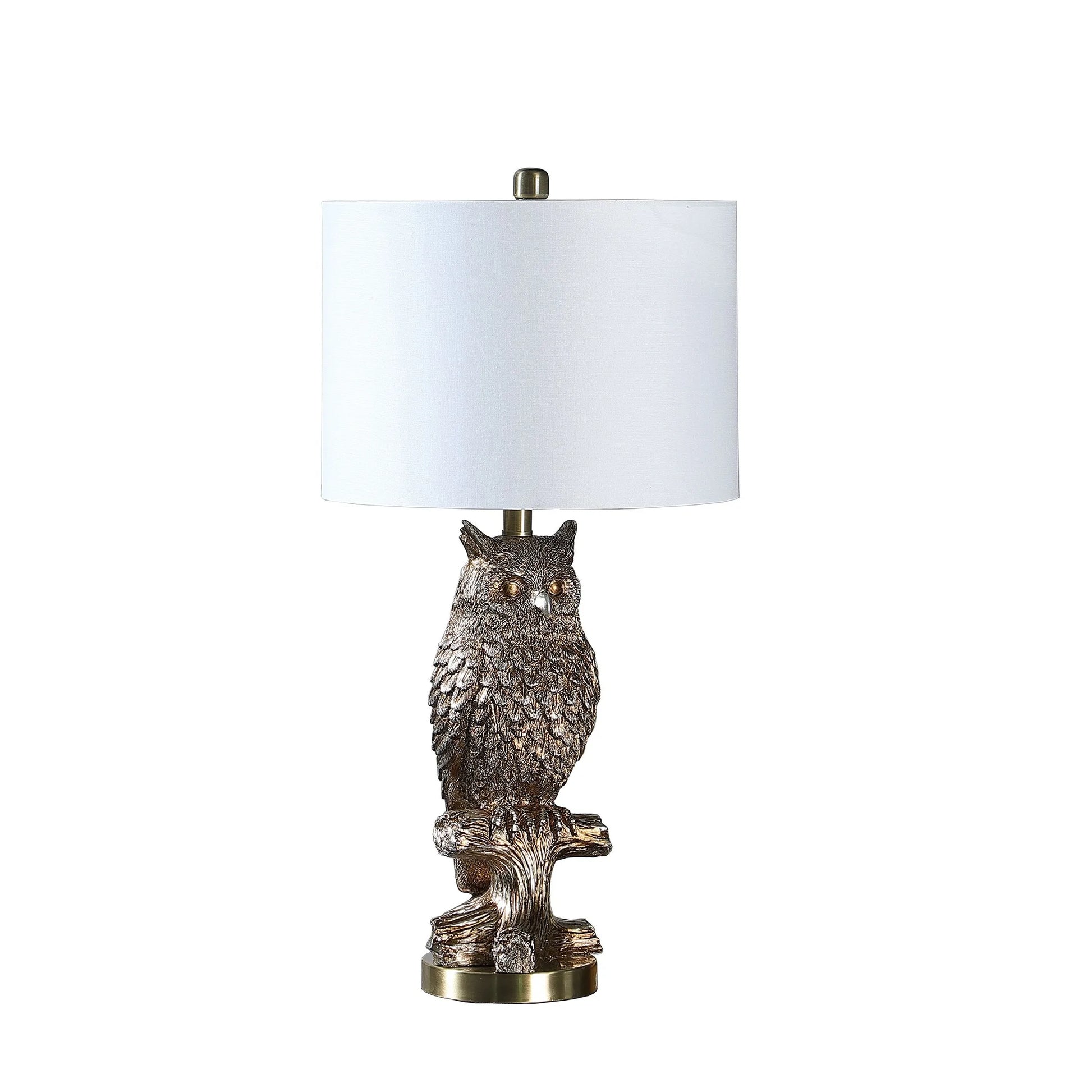 HMS 28" Antiqued Silver Resin Owl Table Lamp - Loft&Timber