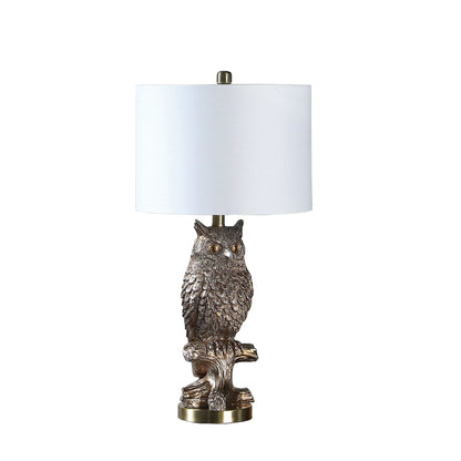 HMS 28" Antiqued Silver Resin Owl Table Lamp - Loft&Timber