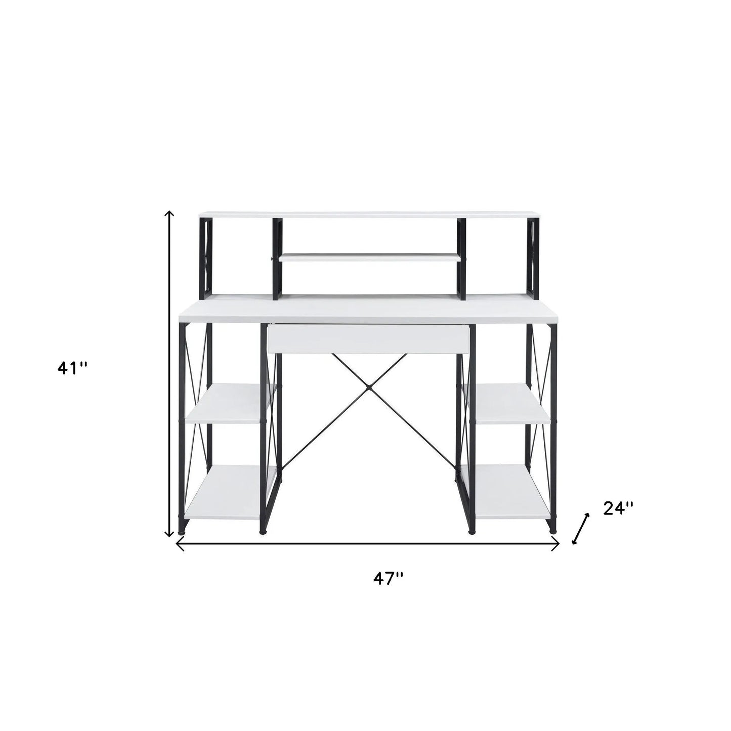 HMS 47" Simple Design White Black Computer Desk - Loft&Timber