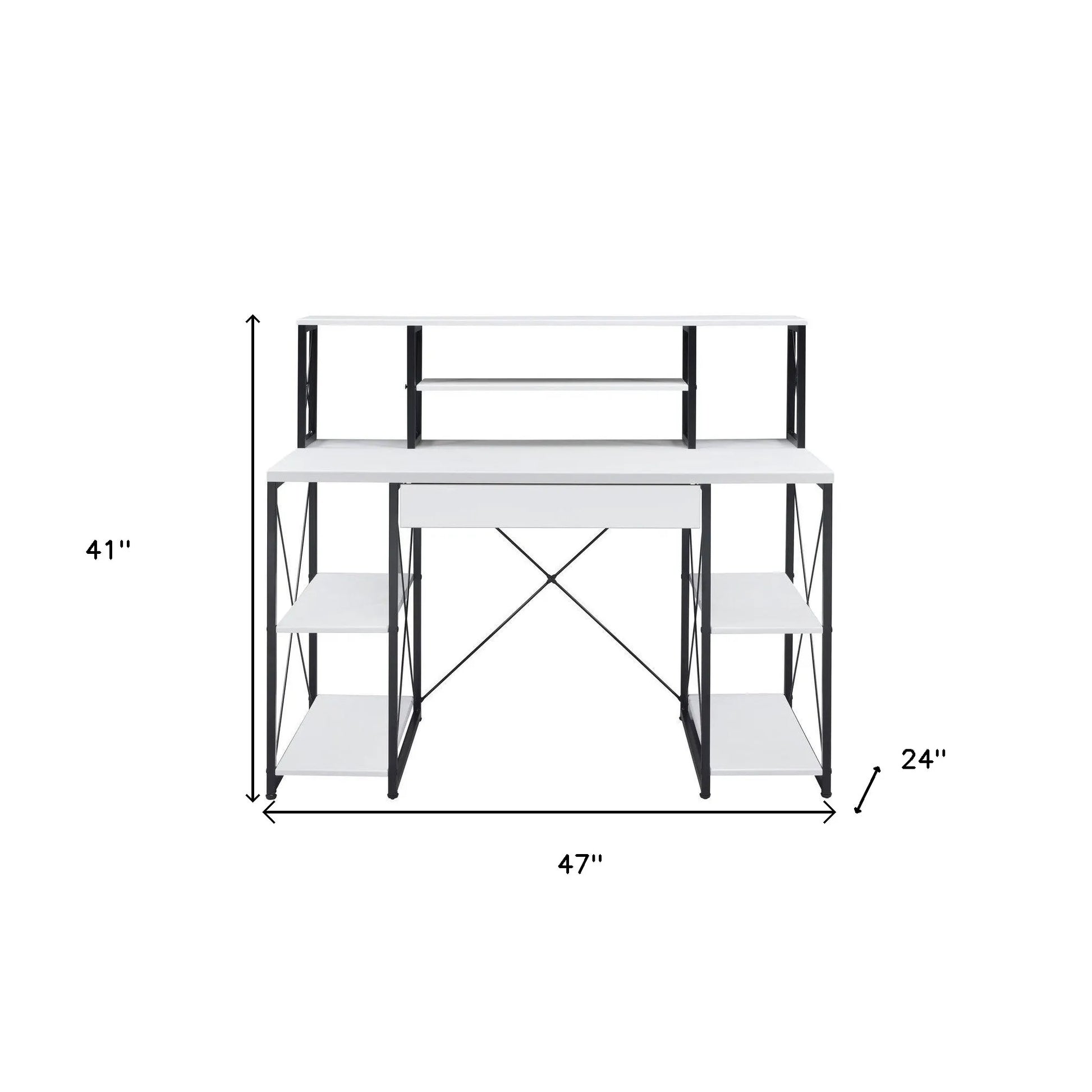 HMS 47" Simple Design White Black Computer Desk - Loft&Timber