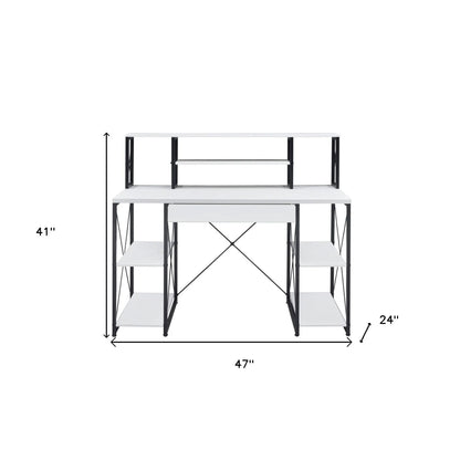 HMS 47" Simple Design White Black Computer Desk - Loft&Timber