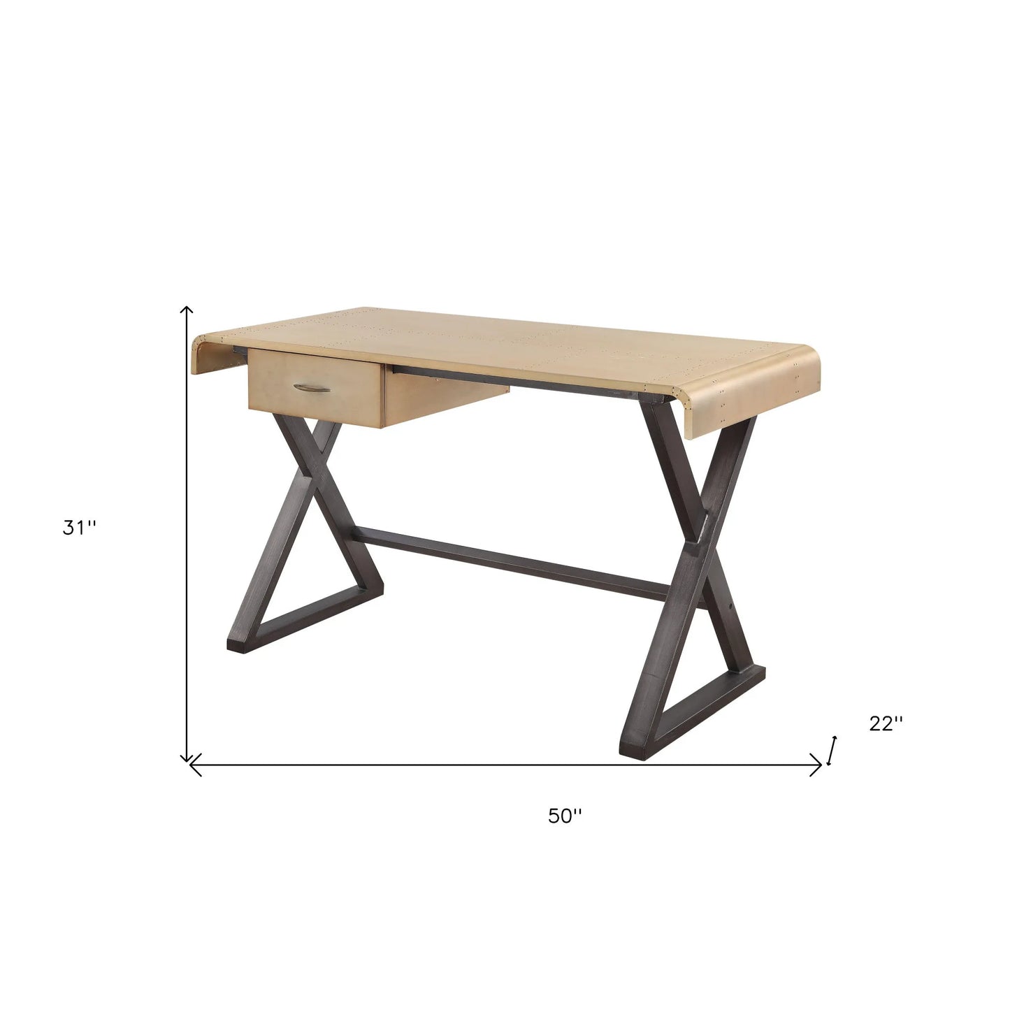 HMS 50" Luxury Gold and Black Aluminum Desk - Loft&Timber