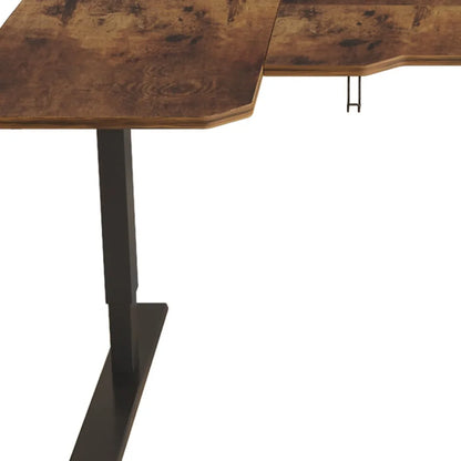 HMS 59" Brown Black L-Shape Adjustable Computer Desk - Loft&Timber