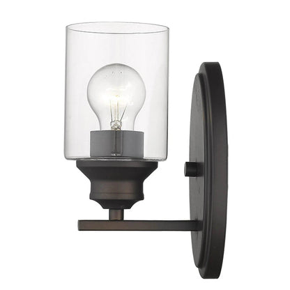 HMS Contemporary One Light Bronze LED Wall Sconce with Clear Glass Shade - Loft&Timber
