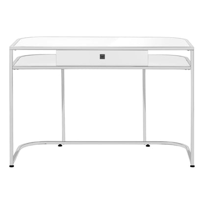 HMS 47" White and Silver Wood and Metal Sled Computer Desk - Loft&Timber