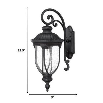 HMS XL Matte Black Cast Aluminum Glass Lantern Wall Sconce Premium Wall Lamps - Loft&Timber