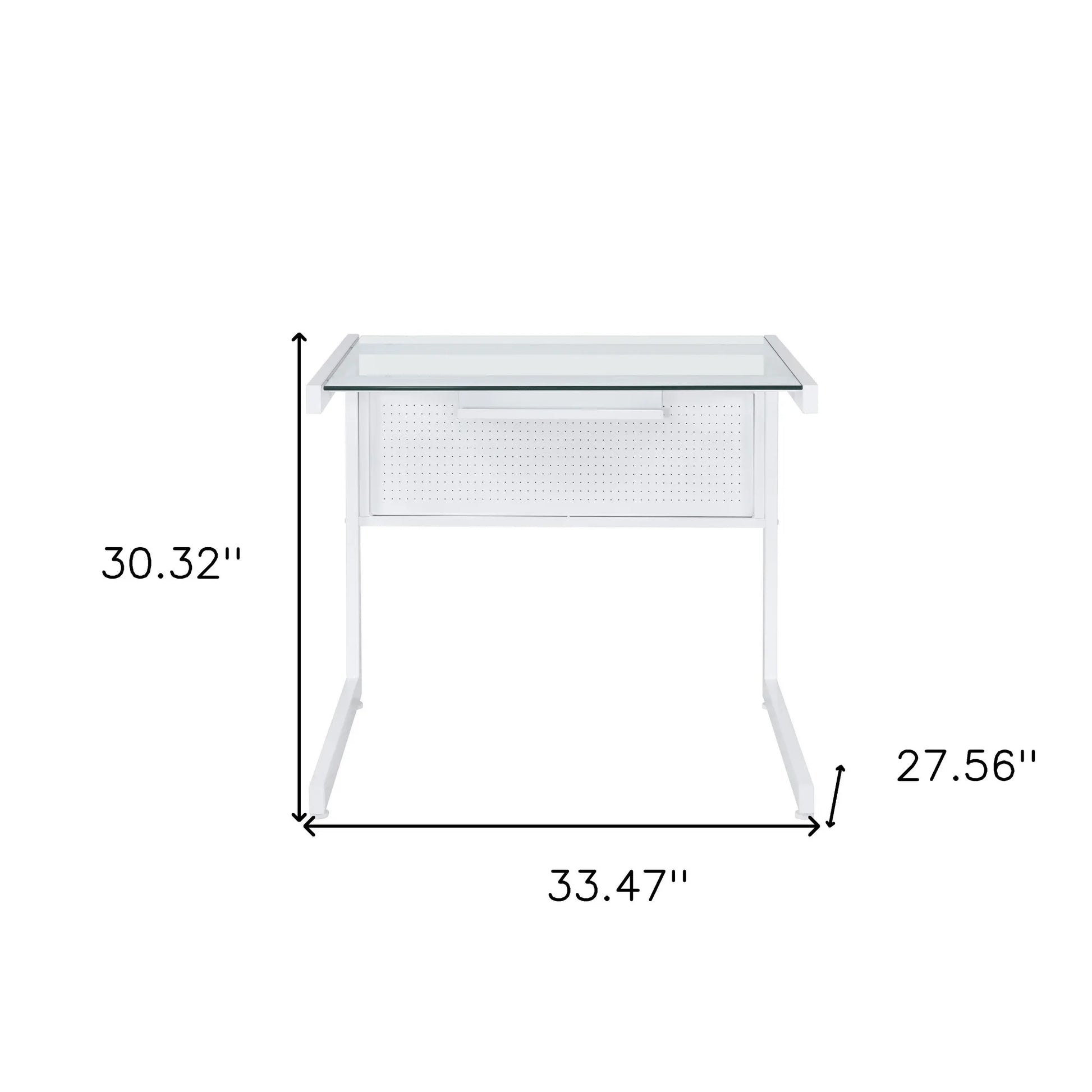 HMS 33" Clear and White Glass Computer Desk - Loft&Timber