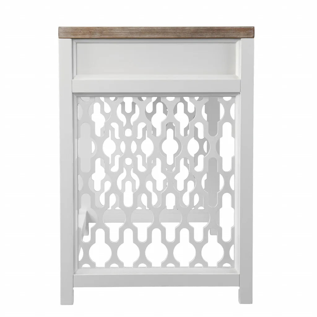 HMS 43" Solid Wood Natural and White Modern Writing Desk with Three Drawers Fold - Loft&Timber