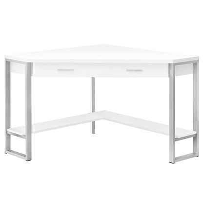 HMS 42" Foldable Extendable White Silver Corner Computer Desk Wooden Office Desk - Loft&Timber