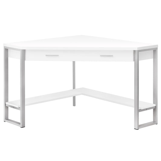 HMS 42" Foldable Extendable White Silver Corner Computer Desk Wooden Office Desk - Loft&Timber