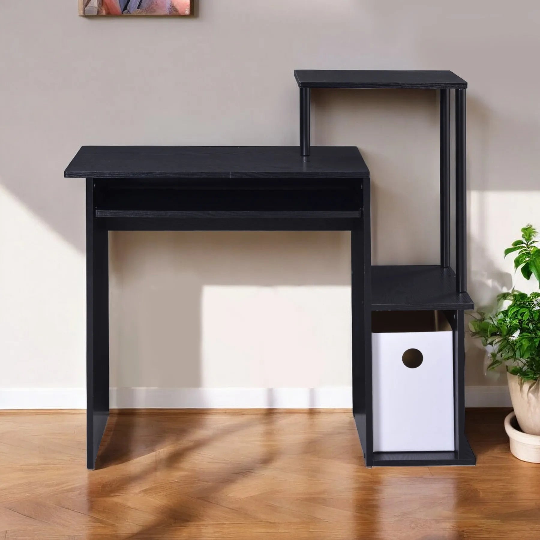 HMS 37" Minimalist Modern Office Desk Black - Loft&Timber