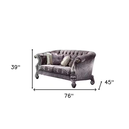 HMS 76" Purple Platinum Velvet Chesterfield Loveseat - Loft&Timber