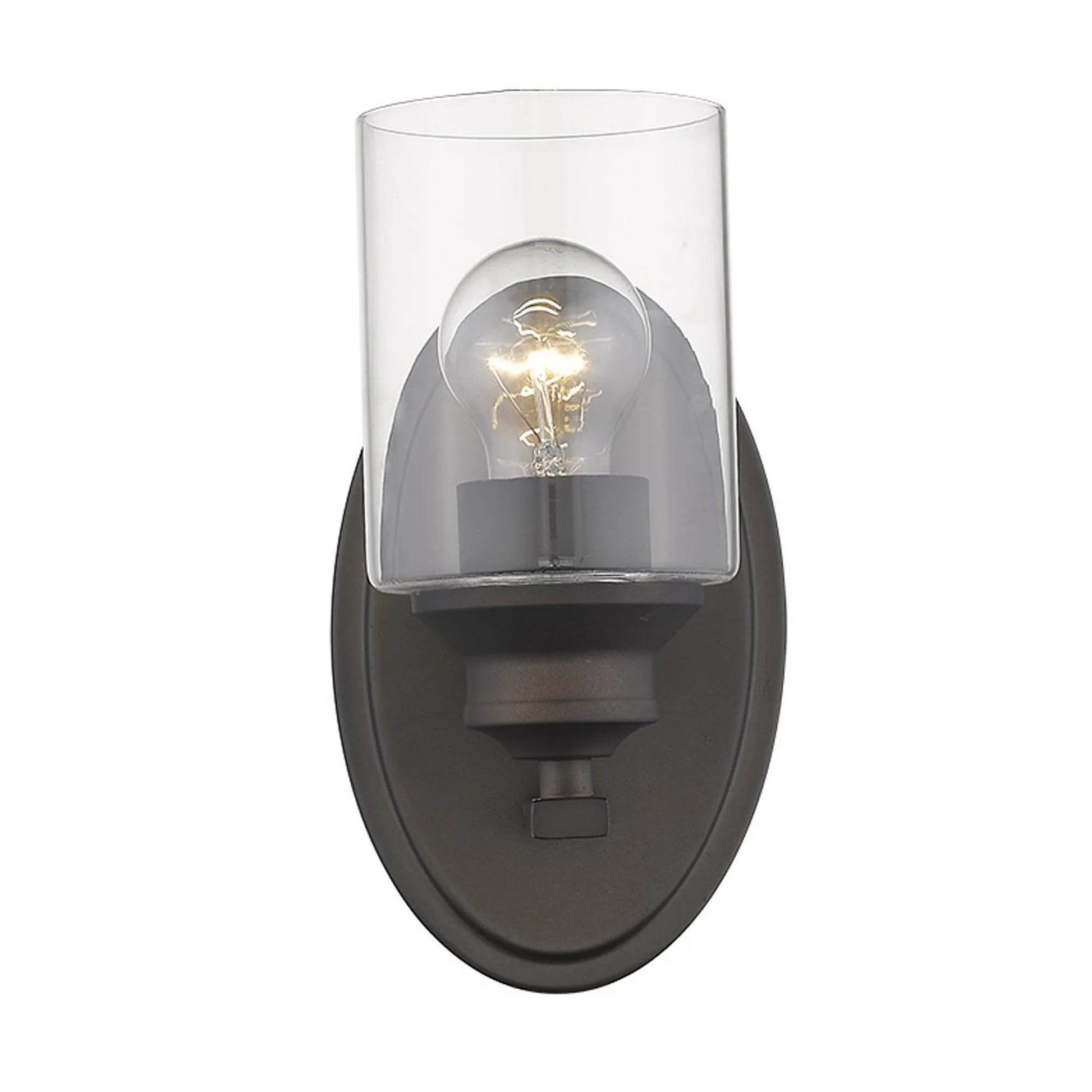 HMS Contemporary One Light Bronze LED Wall Sconce with Clear Glass Shade - Loft&Timber