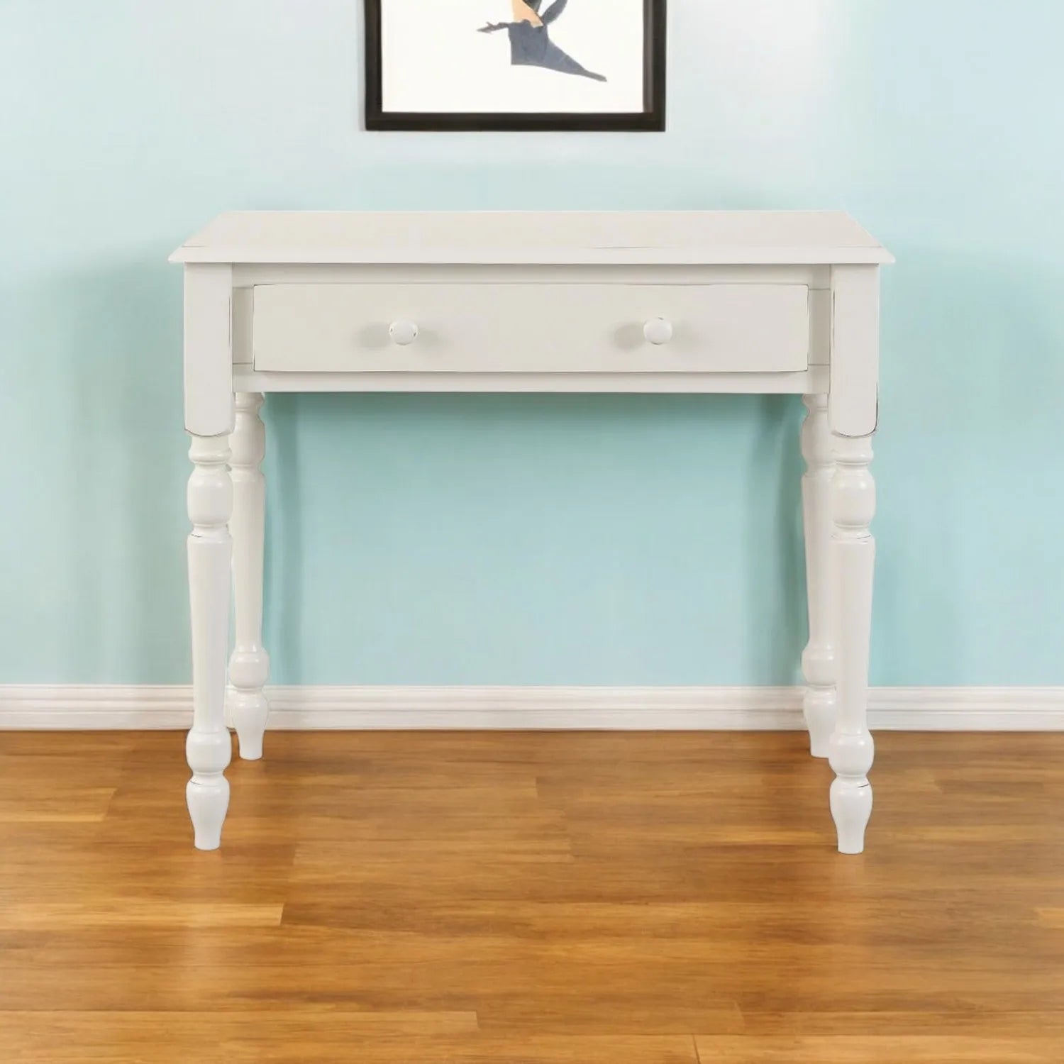 HMS 34" Off-White Solid Wood Desk - Loft&Timber