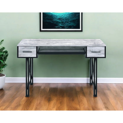 HMS 47" Antiqued White and Black PC Desk - Loft&Timber