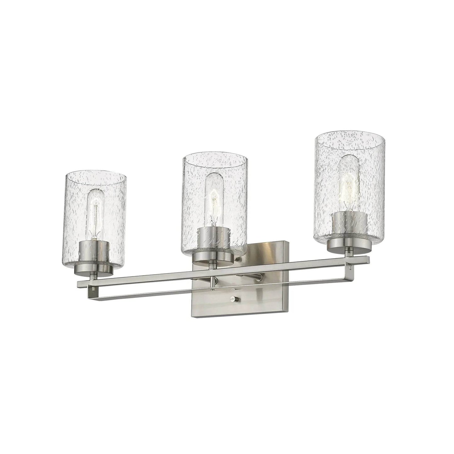 HMS Three Light Wall Sconce with Silver Metal and Textured Glass Premium Wall Lamps - Loft&Timber