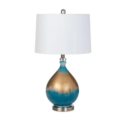 HMS Set of Two 27" Ombre Blue and Gold Glass Table Lamps with White Empire Shade - Loft&Timber