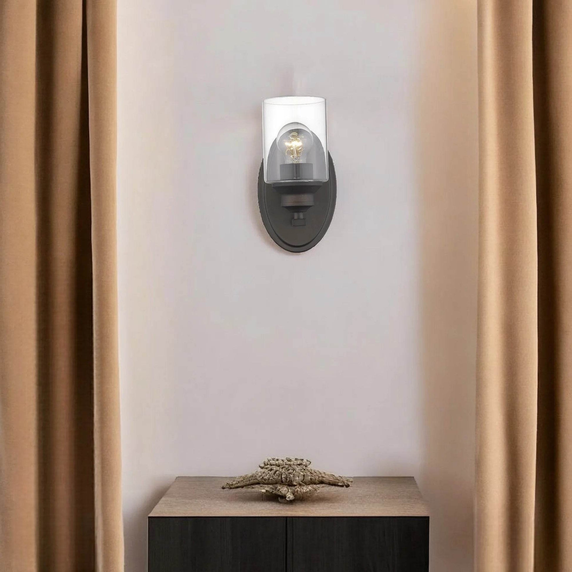 HMS Contemporary One Light Bronze LED Wall Sconce with Clear Glass Shade - Loft&Timber