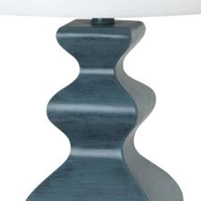 HMS Set Two 31" Distressed Teal Table Lamps White Drum Shade - Loft&Timber